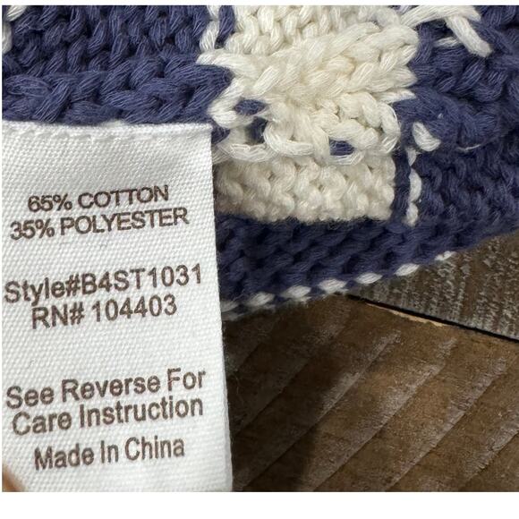 BLU PEPPER Blue/White Stripe Cropped Knit Slouchy Sweater - Size L - Picture 7 of 7